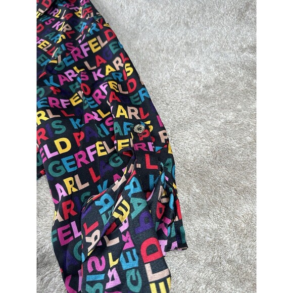 Karl Lagerfeld Paris Women’s Logo Multicolor Print Shirt Blouse Size3X - Picture 9 of 12